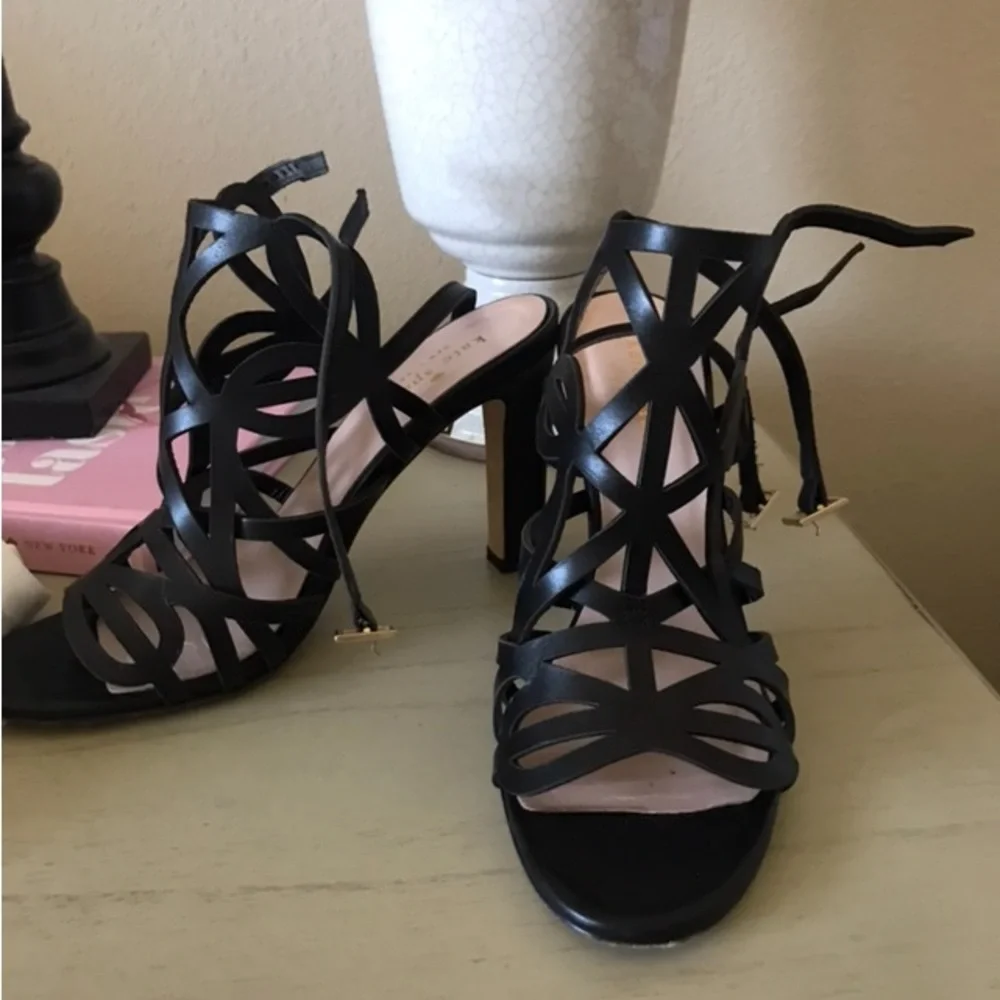 kate spade Black Strappy Cutout High Heel Sandals